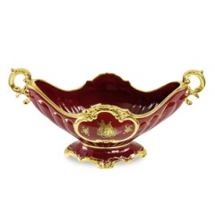 AMANTE ROSSO Ваза настольная с ручками 25х55х29 см, керамика, цвет красный, декор золото