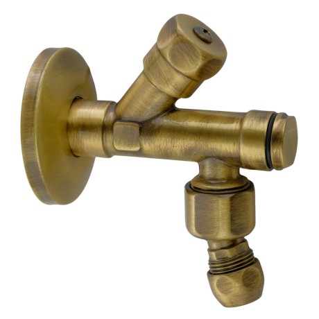 RICAMBI Кран-фильтр, 1/2" х 1/2", с переходником на 3/8" и цангой для жесткой подводки, бронза