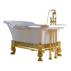 IMPERO AFFUSTO M Ванна 180x87хH83.5 см. бел, лафет &quot;меандр&quot; золото, слив/перелив золото