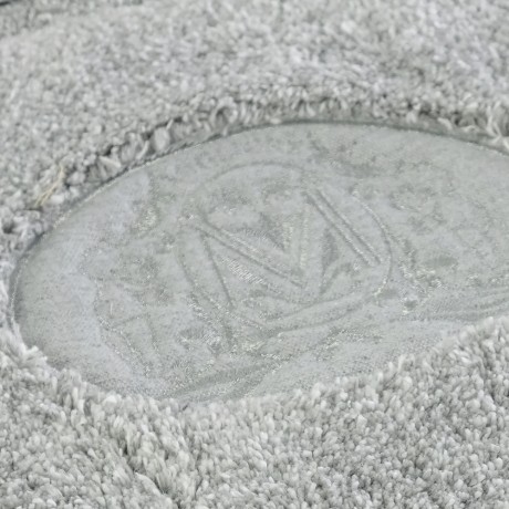 Коврик д/ванной комнаты 60х120 см., вышивка логотип MIGLIORE, серый, окантовка серебро