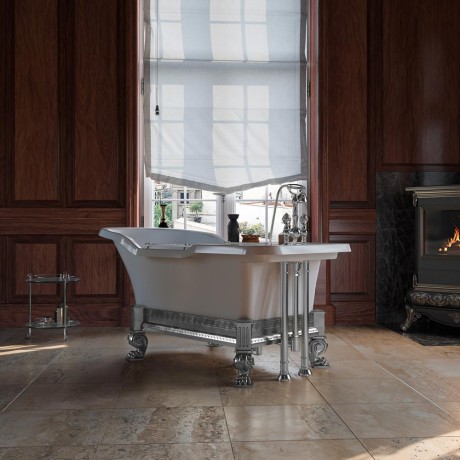 IMPERO AFFUSTO M Ванна 180x87хH83.5 см. бел, лафет "меандр" хром, слив/перелив хром