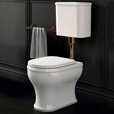 CHARME Комплект:унитаз напольный вып.в стену, бачок с низкой трубой и кн. бронза, белый, БЕЗ КРЫШКИ