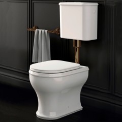 CHARME Комплект:унитаз напольный вып.в стену, бачок с низкой трубой и кн. бронза, белый, БЕЗ КРЫШКИ