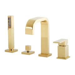 KVANT GOLD См-ль на борт ванны моноком., на 4 отв. с девиатором, золото