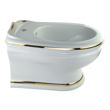 MILADY Биде подвесное, декор: D2 широкий золото/белая керамика