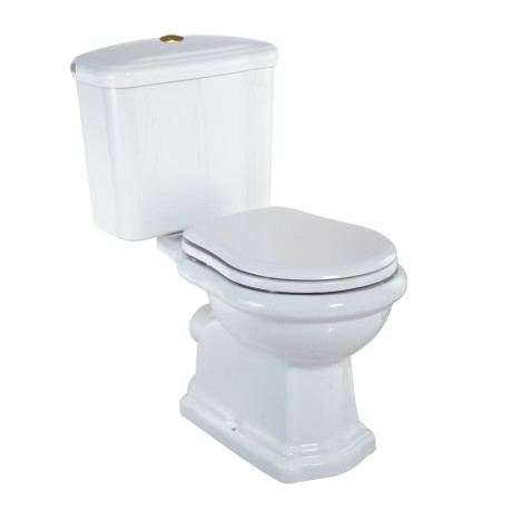 BELLA Комплект унитаз моноблок выпуск в стену, бачок с кнопкой золото, белый (БЕЗ КРЫШКИ)