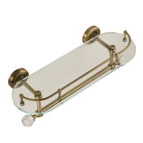 AMERIDA Полка c галереей, L36 см, с полотенцедержателем, стекло/бронза/Crystal