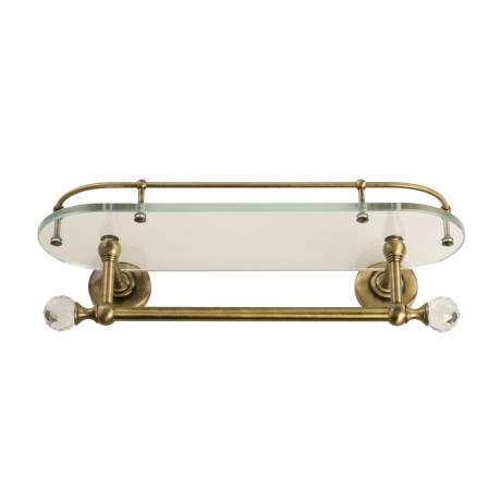 AMERIDA Полка c галереей, L36 см, с полотенцедержателем, стекло/бронза/Crystal