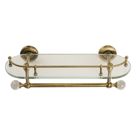 AMERIDA Полка c галереей, L36 см, с полотенцедержателем, стекло/бронза/Crystal