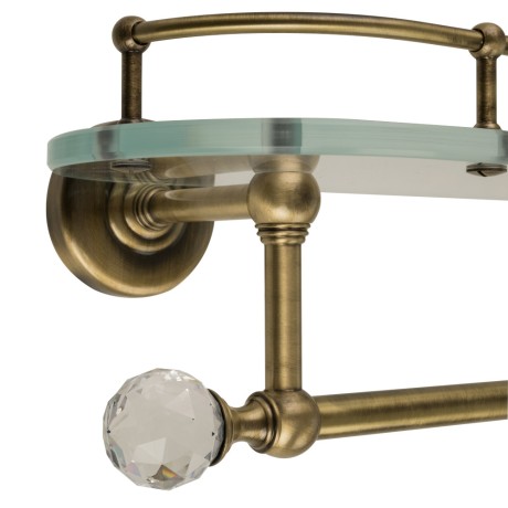 AMERIDA Полка c галереей, L36 см, с полотенцедержателем, стекло/бронза/Crystal