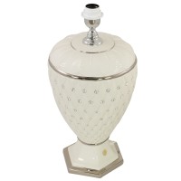 SIDNEY Лампа настольная Н.78 см, керамика, цвет белый, декор платина, swarovski (БЕЗ АБАЖУРА)