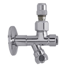 RICAMBI Кран-фильтр, 1/2&quot; х 1/2&quot;, с переходником на 3/8&quot; и цангой для жесткой подводки, хром