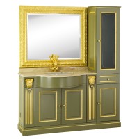 RAVENNA Комплект DX 161 см.OLIVA/FOGLIA ORO с зерк-ом, пенал справа, ст-ца DIANO REALE, ручки золото