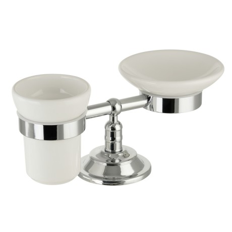 MIRELLA Мыльница и стакан настольные, керамика/хром
