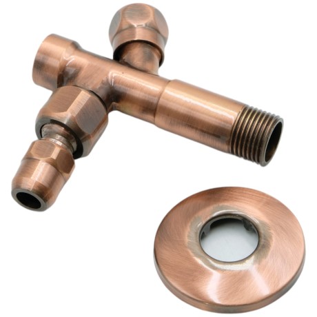 RICAMBI Кран-фильтр, 1/2" х 1/2", с переходником на 3/8" и цангой для жесткой подводки, медь