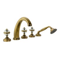 CRISTALIA См-ль на борт ванны, на 5 отв., ручки CRYSTAL, бронза