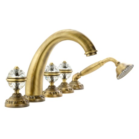 CRISTALIA См-ль на борт ванны, на 5 отв., ручки CRYSTAL, бронза