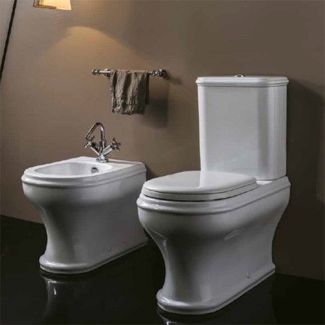 CHARME Комплект:унитаз моноблок вып.в стену, бачок с кнопкой бронза, белый БЕЗ КРЫШКИ