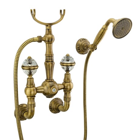 CRISTALIA См-ль д/душа внешний, вых. М1/2", в компл: шланг+ручная лейка+ручки CRYSTAL (NEW), бронз