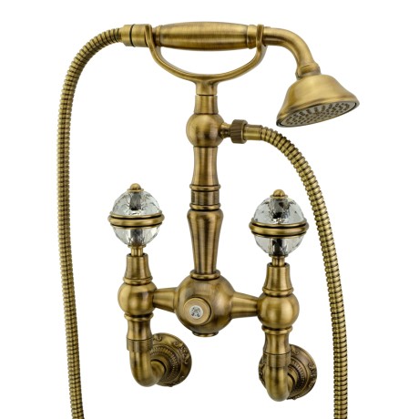 CRISTALIA См-ль д/душа внешний, вых. М1/2", в компл: шланг+ручная лейка+ручки CRYSTAL (NEW), бронз