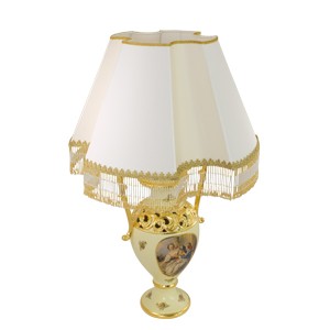 BAROQUE Лампа с ручками 61х61хH96 см, керамика, цвет кремовый, декор золото(БЕЗ АБАЖУРА)