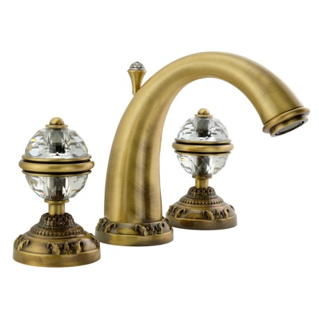 CRISTALIA См-ль д/раковины, на 3 отв., ручки CRYSTAL, бронза