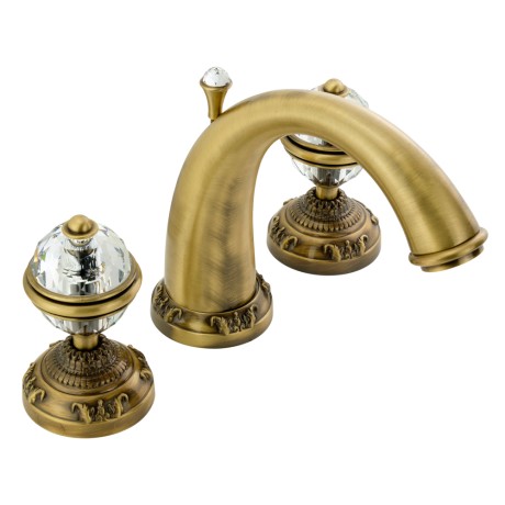 CRISTALIA См-ль д/раковины, на 3 отв., ручки CRYSTAL, бронза