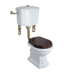 BELLA Комплект унитаз напольный выпуск в стену, бачок низкий с кнопкой бронза, белый (БЕЗ КРЫШКИ)