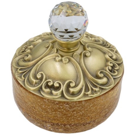 CRISTALIA Баночка низкая, H13 см. с крышкой, стекло/бронза/Crystal