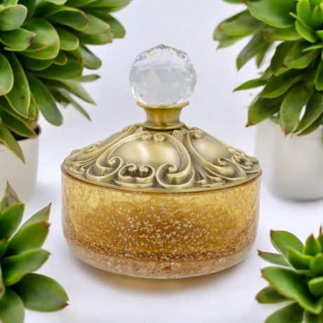 CRISTALIA Баночка низкая, H13 см. с крышкой, стекло/бронза/Crystal