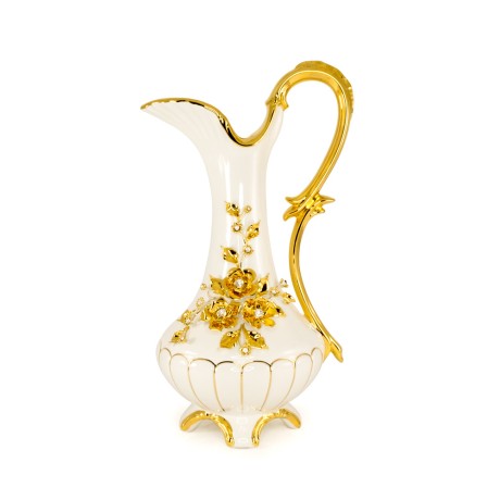 EMOZIONI Кувшин 27xН47,5 см, керамика, цвет белый, декор золото, swarovski