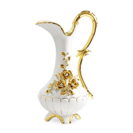 EMOZIONI Кувшин 27xН47,5 см, керамика, цвет белый, декор золото, swarovski