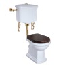 BELLA Комплект унитаз напольный выпуск в стену, бачок низкий с кнопкой золото, белый (БЕЗ КРЫШКИ)