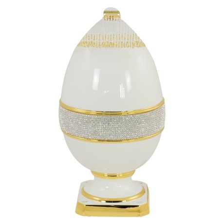 DUBAI Лампа яйцо H.56 см., керамика, цвет белый, декор золото, swarovski (БЕЗ АБАЖУРА)