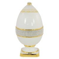 DUBAI Лампа яйцо H.56 см., керамика, цвет белый, декор золото, swarovski (БЕЗ АБАЖУРА)