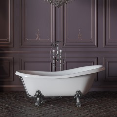 MILADY Ванна 185x82xH74 см. на лапах &quot;LEONE&quot; STANDART, белая, слив/перелив хром