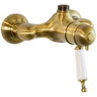 OXFORD См-ль д/душ. колонны моноком., термостат. внешний, выход М3/4&quot;, ручка белая, бронза