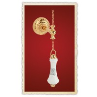 CRISTALIA  Комплект для высокого бачка: ручка керамика бел., цепочка, держатель, бронза