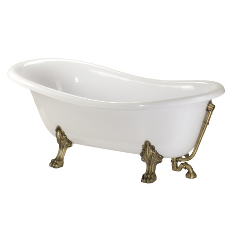 MILADY Ванна 185x82xH74 см. на лапах "LEONE" STANDART, белая, слив/перелив бронза