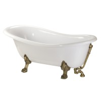 MILADY Ванна 185x82xH74 см. на лапах &quot;LEONE&quot; STANDART, белая, слив/перелив бронза