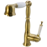 CUCINA OXFORD См-ль д/кухни моноком., с выдвижной лейкой, ручка белая/бронза