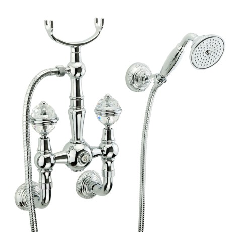 CRISTALIA См-ль д/душа внешний, вых. М1/2", в компл: шланг+ручная лейка+ручки CRYSTAL (NEW), хром