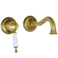 OXFORD См-ль д/раковины моноком. скрытого монтажа настенный, на 2 отв., ручка белая, бронза