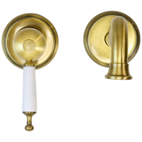 OXFORD См-ль д/раковины моноком. скрытого монтажа настенный, на 2 отв., ручка белая, бронза