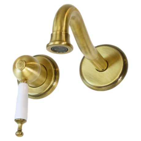 OXFORD См-ль д/раковины моноком. скрытого монтажа настенный, на 2 отв., ручка белая, бронза