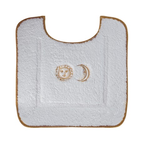 COMPLEMENTI Коврик (22) д/WC 60х60 см. белый, узор 6, вышивка СОЛНЦЕ/ЛУНА золото