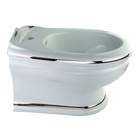 MILADY Биде подвесное, декор: D2 широкий платина/белая керамика