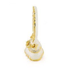 EMOZIONI Зеркало настольное Н48 см, керамика, цвет белый, декор золото, swarovski