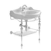 Комплект: консоль BELLA напольная 73 см. ажурная с решеткой хром, раковина IMPERO керамика белая