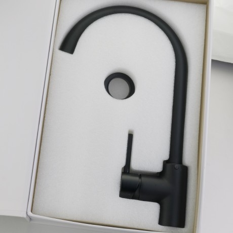 CUCINA FORTIS См-ль д/кухни моноком., высокий излив, ручка сбоку, черный матовый